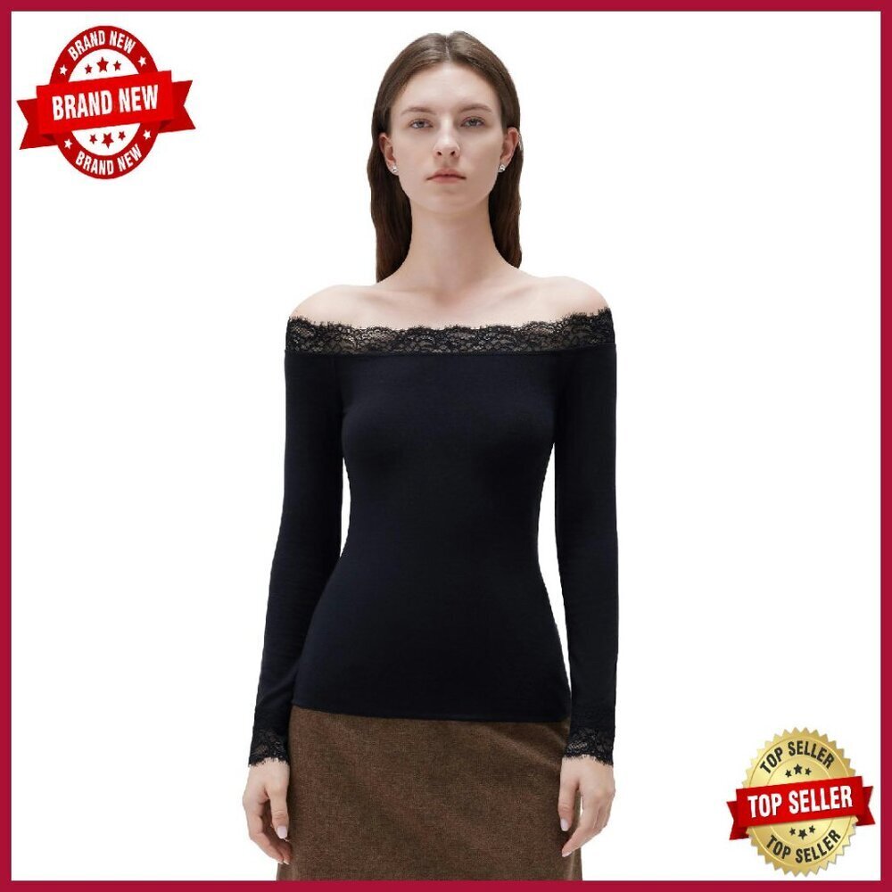 Cashmere Modal Off Shoulder Long Sleeve Knit Top Size M